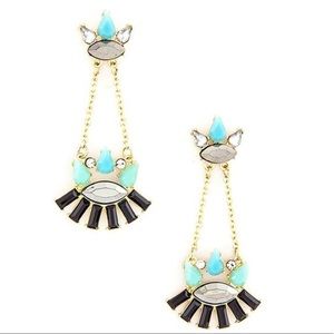 Turquoise & Black Dangle Earrings, ZnWT